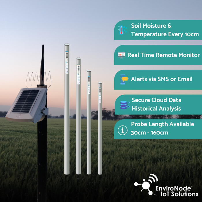 EnviroNode IoT Solutions & Dosec Design-Sub-surface Soil Moisture/Temperature Monitoring Beacon - Cellular